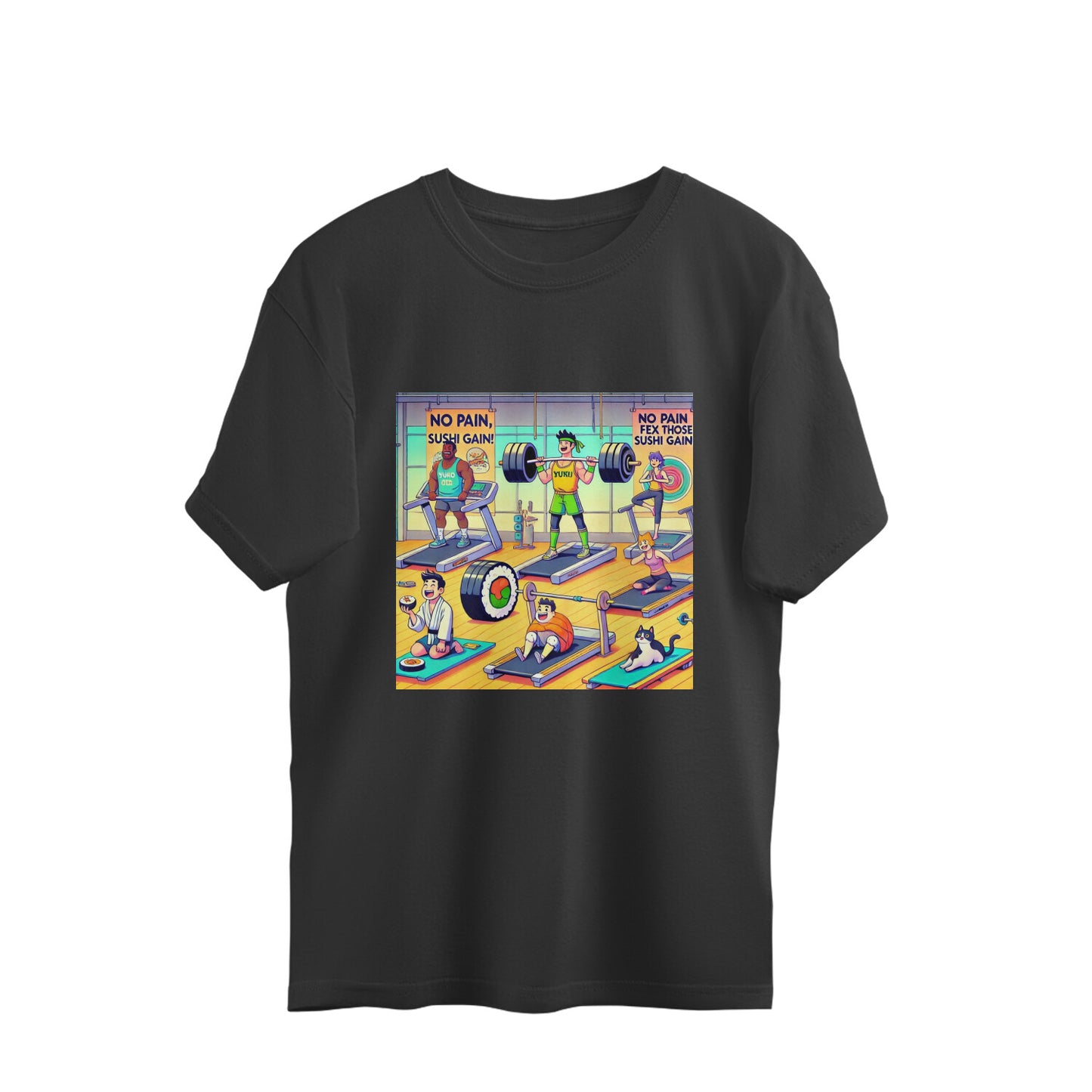 Gym Humor Series - Sushi Gains Oversized Tee