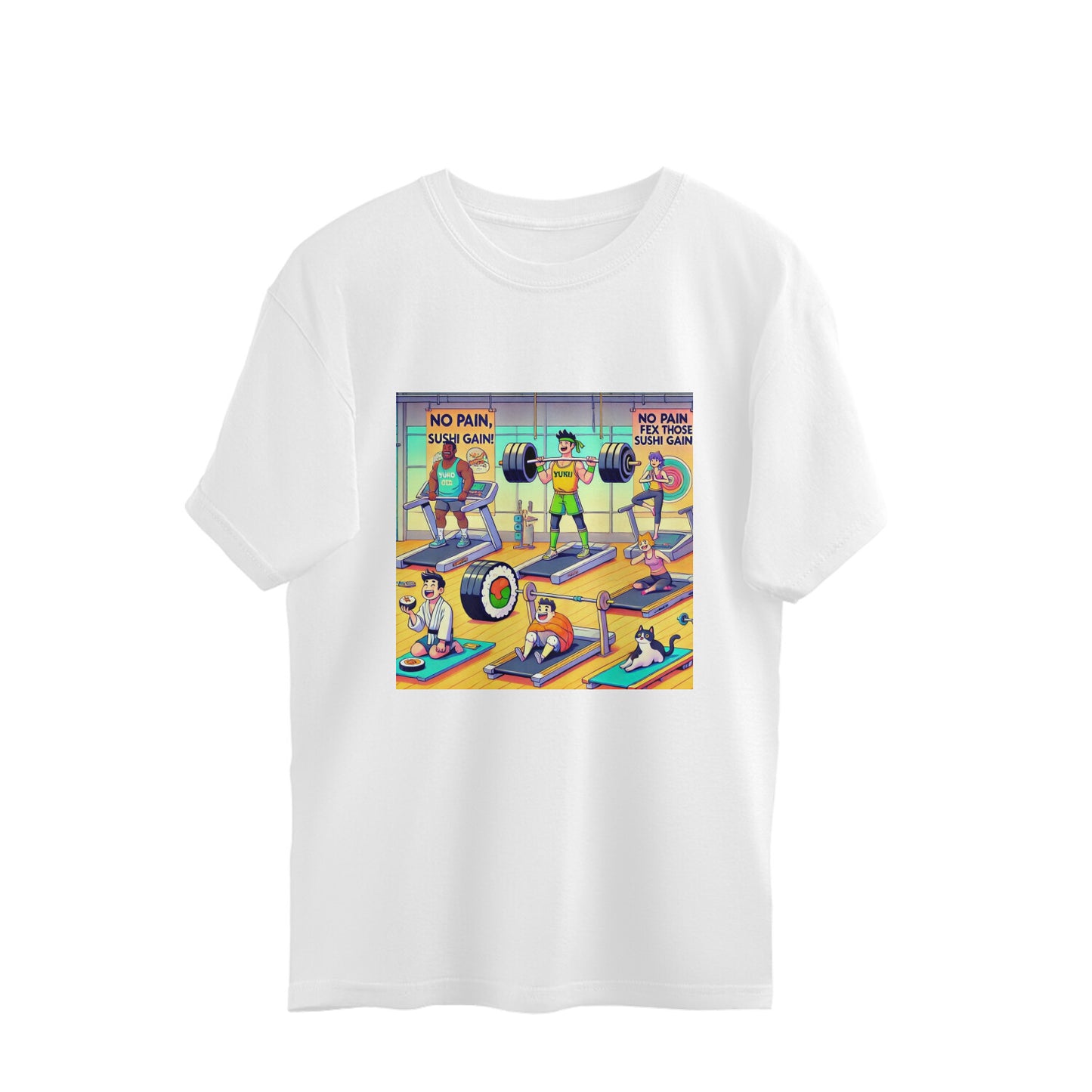 Gym Humor Series - Sushi Gains Oversized Tee