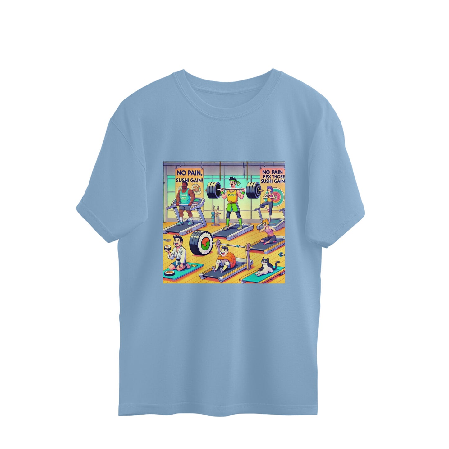 Gym Humor Series - Sushi Gains Oversized Tee