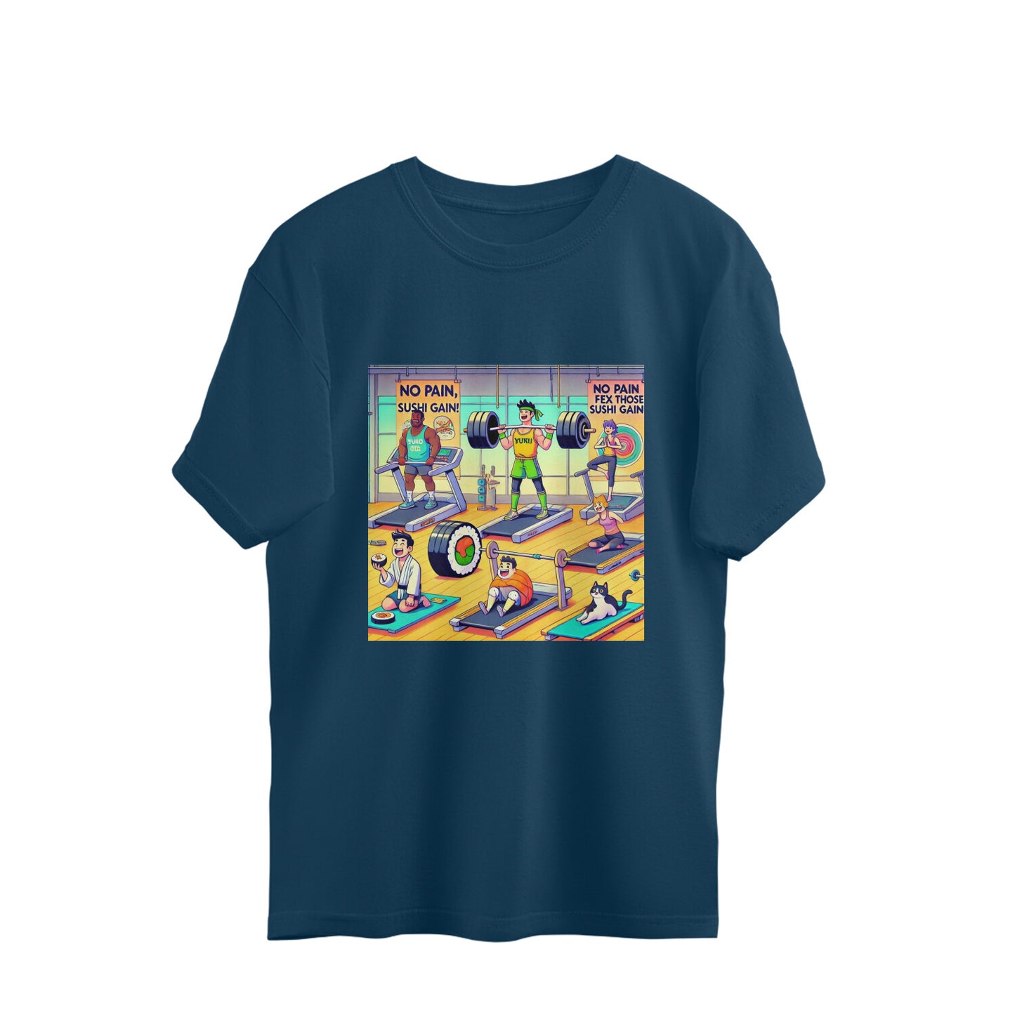 Gym Humor Series - Sushi Gains Oversized Tee