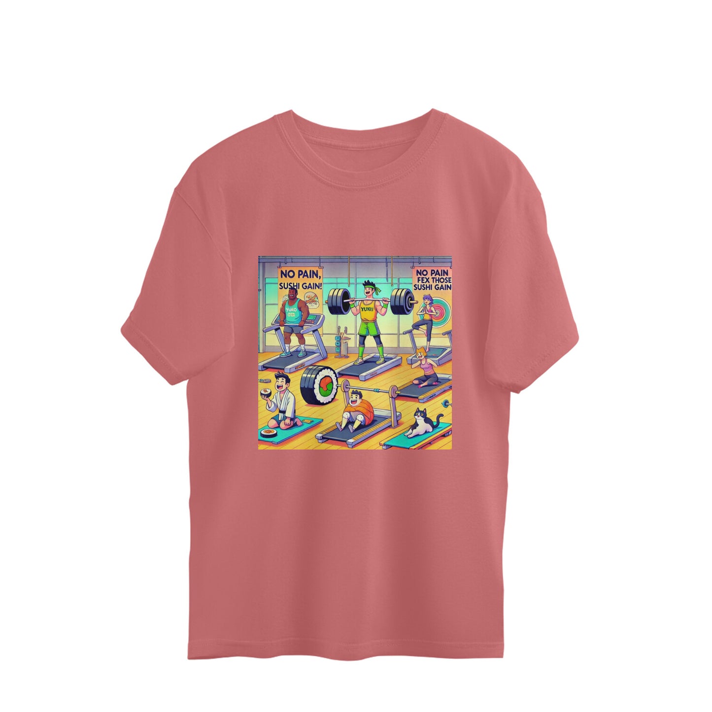 Gym Humor Series - Sushi Gains Oversized Tee