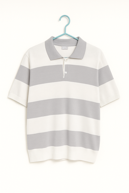 Men’s striped knit polo t-shirt