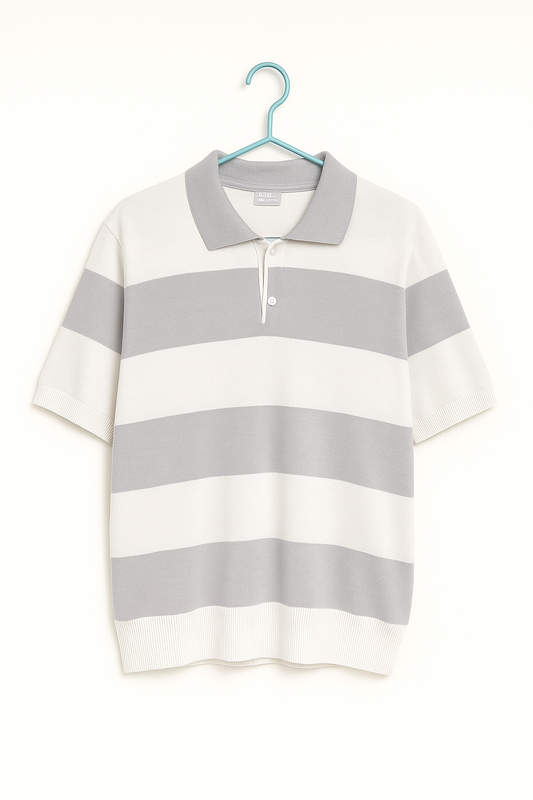 Men’s striped knit polo t-shirt