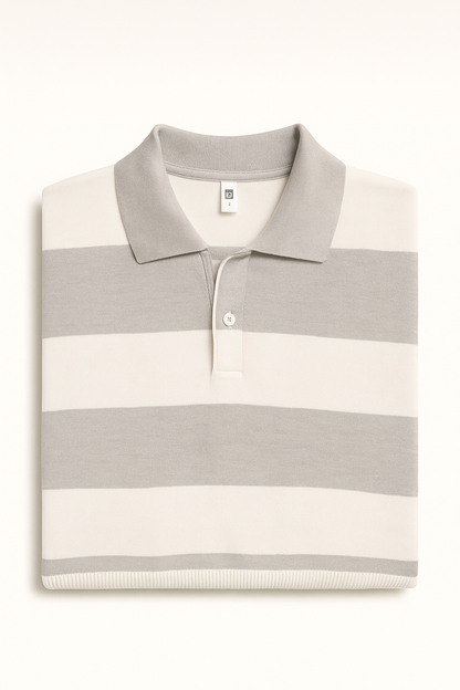 Men’s striped knit polo t-shirt
