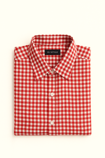 Red gingham shirt oversize
