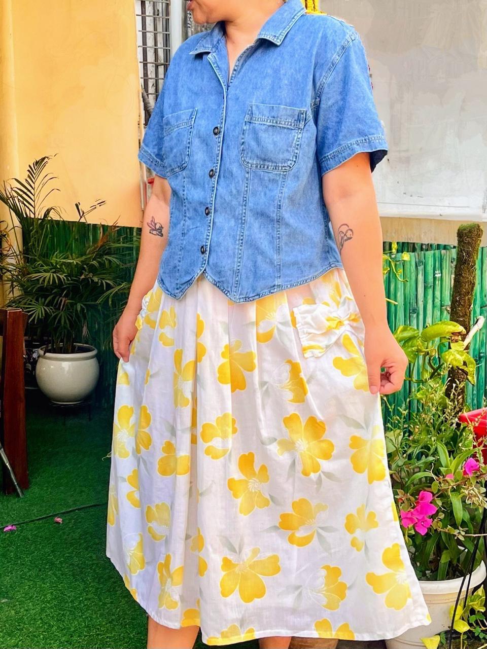 Yellow floral skirt