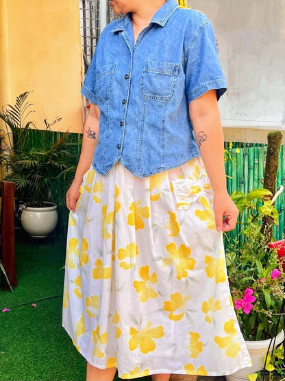 Yellow floral skirt